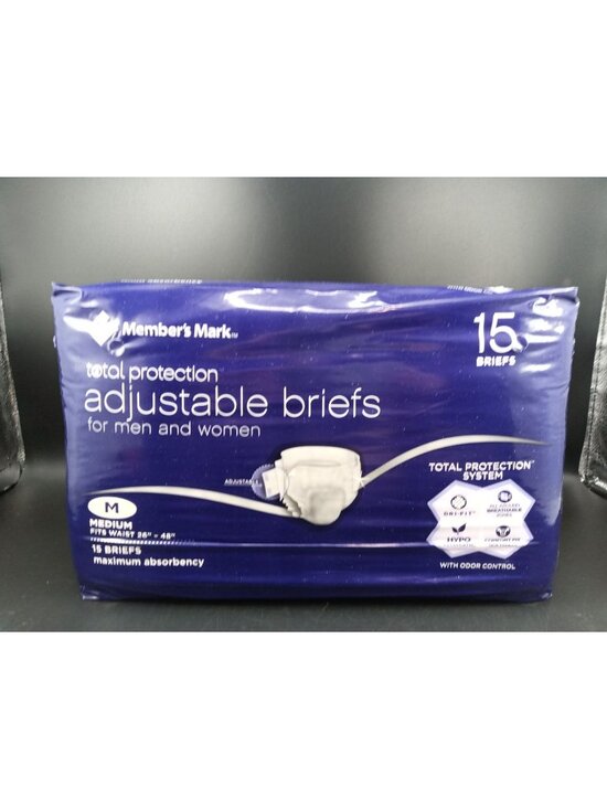 Member's Mark Other - Members Mark Adjustable Briefs Total Protection Medium 15 Pack